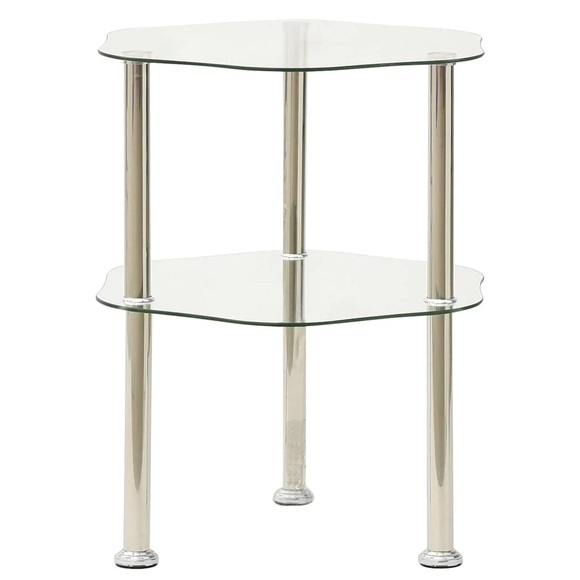 vidaXL Beistelltisch mit 2 Ablagen Transparent 38x38x50 cm Hartglas