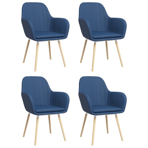 vidaXL Esszimmerstühle mit Armlehnen 4 Stk. Blau Stoff