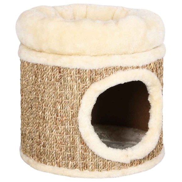 vidaXL Katzenhöhle mit Luxuriösem Kissen 33 cm Seegras