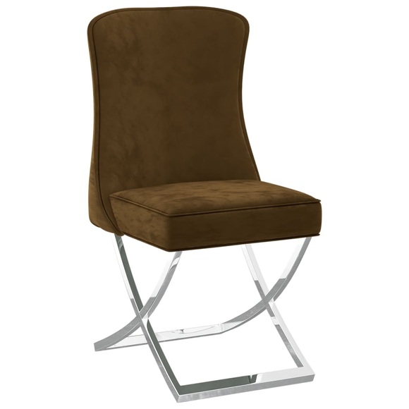 vidaXL Esszimmerstuhl Braun 53x52x98 cm Samt & Edelstahl
