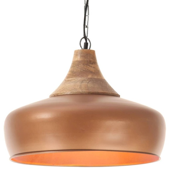 vidaXL Hängelampe Industrie-Stil Kupfern Eisen & Massivholz 35 cm E27