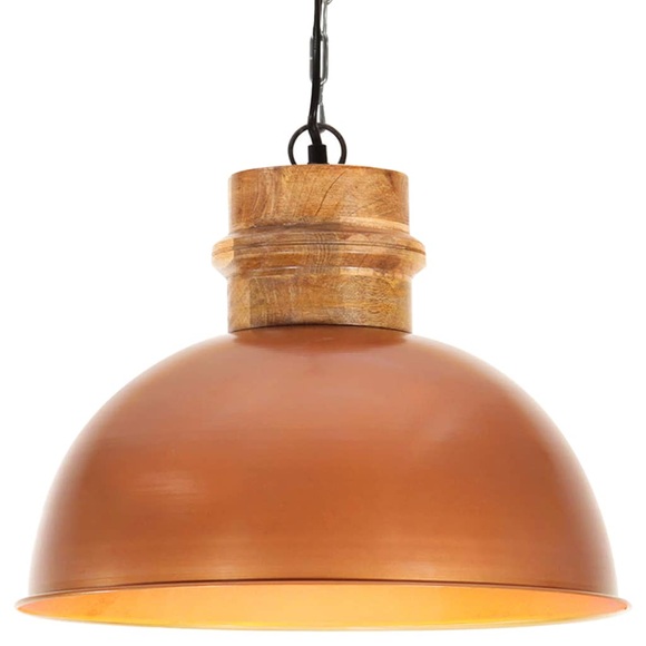 vidaXL Hängelampe Industriestil Kupfern Rund 42cm E27 Mango Massivholz