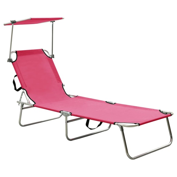 vidaXL Klappbare Sonnenliege mit Dach Stahl Magento Rosa