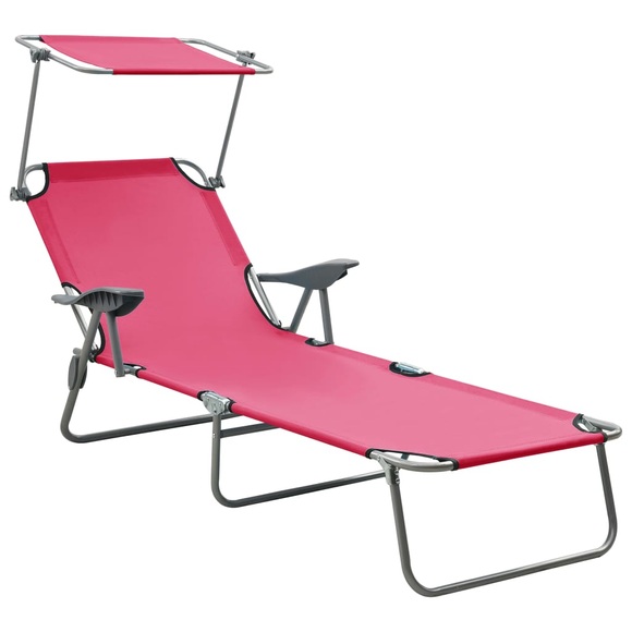vidaXL Sonnenliege mit Sonnenschutz Stahl Rosa