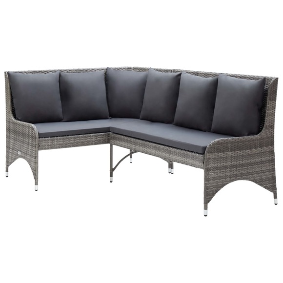 vidaXL Garten-Ecksofa 2-tlg. Poly Rattan Grau