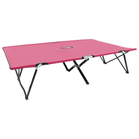 vidaXL Klappbare Sonnenliege für 2 Personen Rosa Stahl