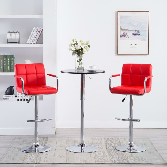 vidaXL Barhocker 2 Stk. Rot Kunstleder