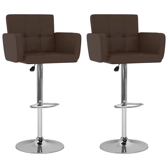 vidaXL Barhocker 2 Stk. Braun Kunstleder