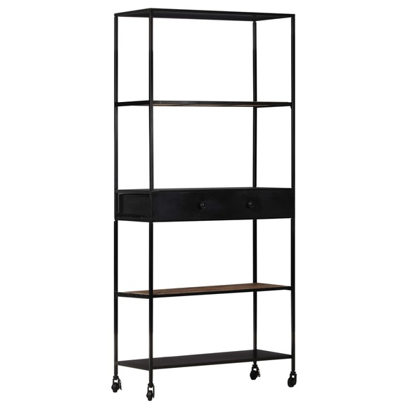 vidaXL Bücherregal 90x35x180 cm Raues Mangoholz & Eisen