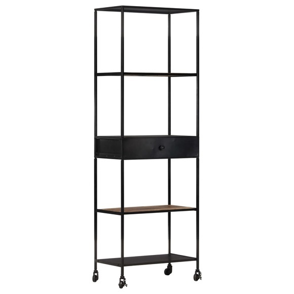 vidaXL Bücherregal 60x35x180 cm Raues Mangoholz & Eisen
