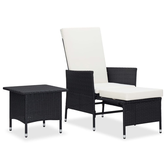 vidaXL 2-tlg. Garten-Lounge-Set mit Auflagen Poly Rattan Schwarz