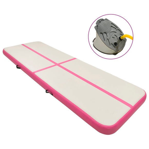 vidaXL Aufblasbare Gymnastikmatte mit Pumpe 400x100x15 cm PVC Rosa