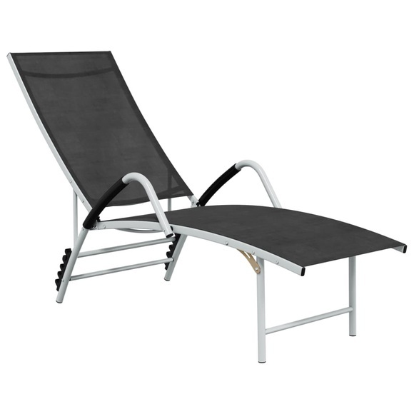 vidaXL Sonnenliege Textilene und Aluminium Schwarz