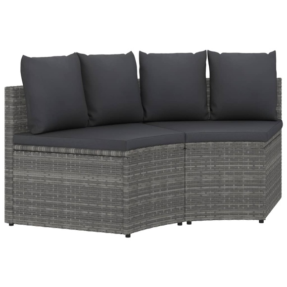 vidaXL 2-tlg. Garten-Sofagarnitur mit Auflagen Poly Rattan Grau