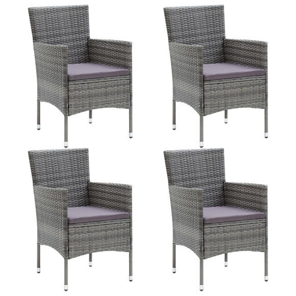 vidaXL Garten-Essstühle 4 Stk. Poly Rattan Grau