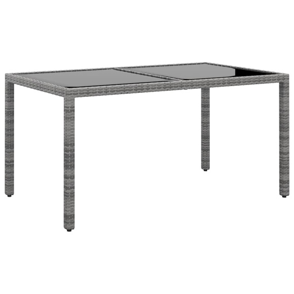vidaXL Gartentisch 150x90x75 cm Hartglas und Poly Rattan Grau