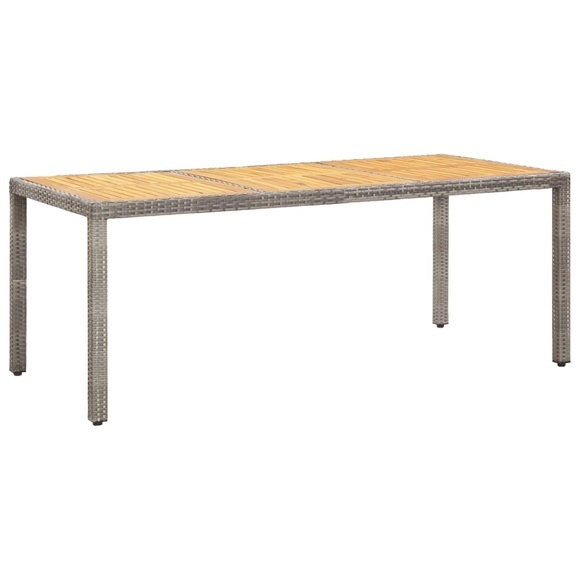 vidaXL Gartentisch Grau 190x90x75 cm Poly Rattan und Akazienholz