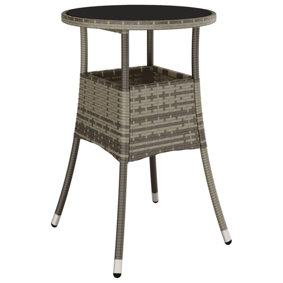 vidaXL Gartentisch Ø60x75 cm Hartglas und Poly Rattan Grau