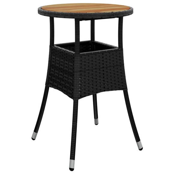 vidaXL Gartentisch Ø60x75 cm Akazienholz und Poly Rattan Schwarz
