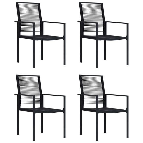vidaXL Gartenstühle 4 Stk. PVC Rattan Schwarz