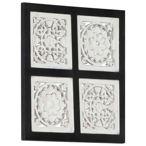 vidaXL Handgeschnitztes Wandpaneel MDF 40x40x1,5 cm Schwarz und Weiß