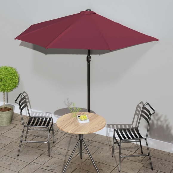 vidaXL Balkon-Sonnenschirm Alu-Mast Bordeauxrot 270x135x245cm Halbrund