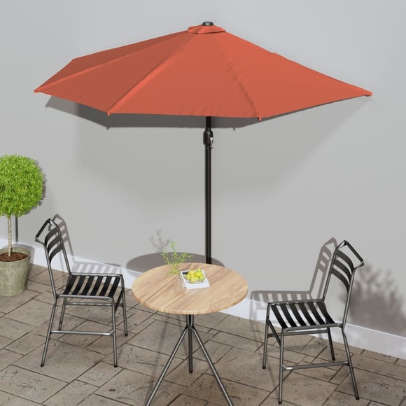 vidaXL Balkon-Sonnenschirm Alu-Mast Terrakotta 270x135x245cm Halbrund