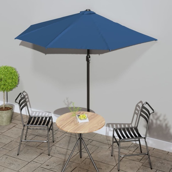 vidaXL Balkon-Sonnenschirm Alu-Mast Blau 270x135x245cm Halbrund