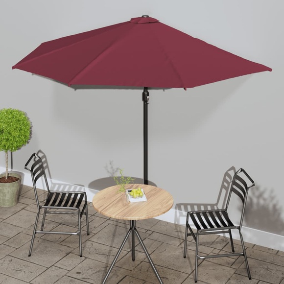 vidaXL Balkon-Sonnenschirm Alu-Mast Bordeauxrot 300x150x253cm Halbrund