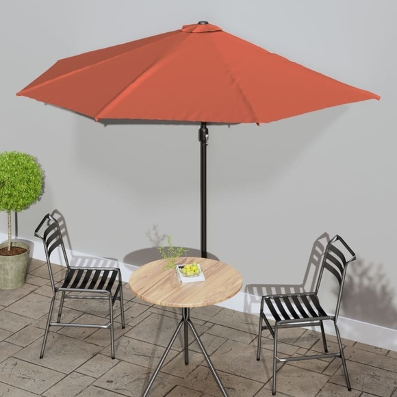 vidaXL Balkon-Sonnenschirm Alu-Mast Terrakotta 300x150x253cm Halbrund