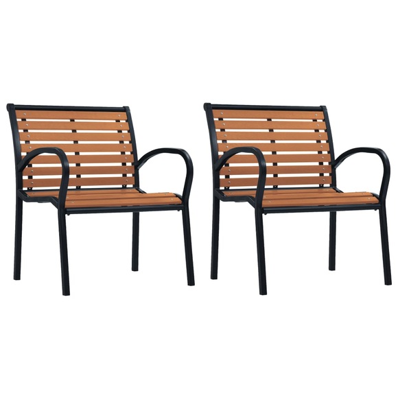 vidaXL Gartenstühle 2 Stk. Stahl und WPC Schwarz und Braun
