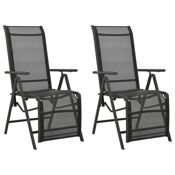 vidaXL Garten-Liegestühle 2 Stk. Textilene und Aluminium Schwarz