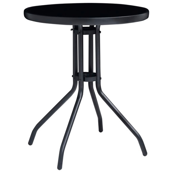 vidaXL Gartentisch Schwarz 60 cm Stahl und Glas