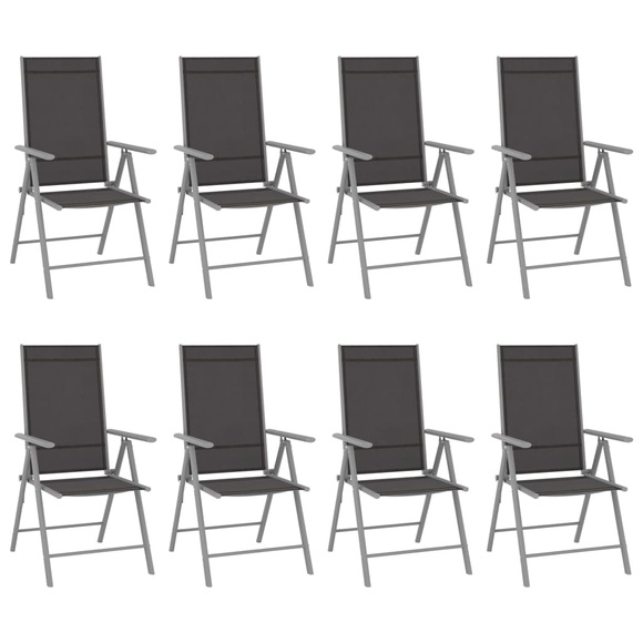 vidaXL Gartenstühle Klappbar 8 Stk. Textilene Schwarz