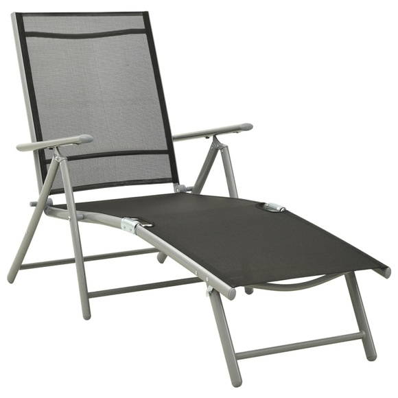 vidaXL Klappbare Sonnenliege Textilene und Aluminium Schwarz Silbern