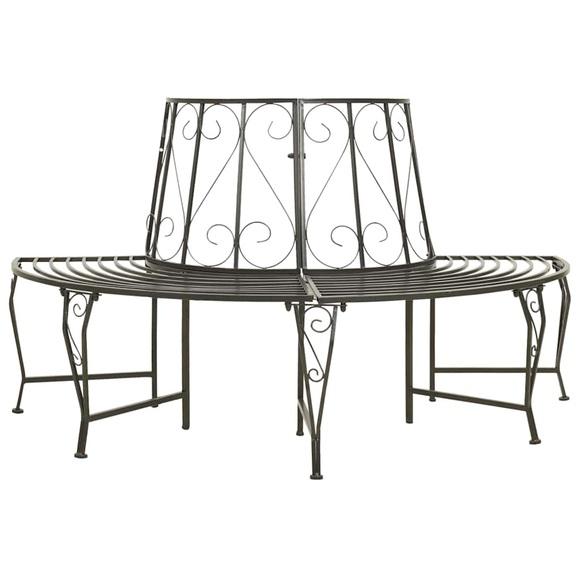 vidaXL Garten-Baumbank Halbrund 160 cm Stahl
