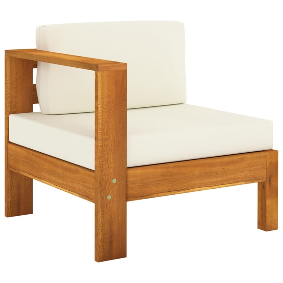 vidaXL Mittelsofa mit 1 Armlehne Cremeweiß Massivholz Akazie