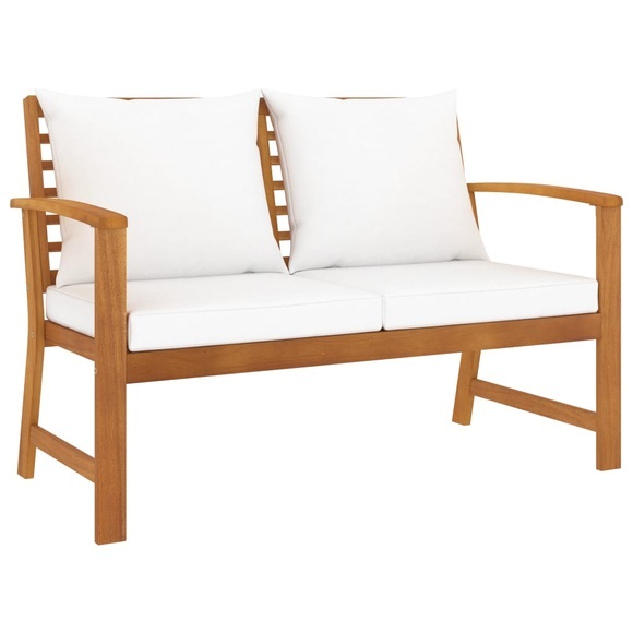vidaXL Gartenbank 120 cm mit Cremeweißen Kissen Massivholz Akazie