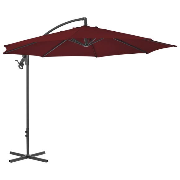 vidaXL Ampelschirm mit Stahlmast 300 cm Bordeauxrot