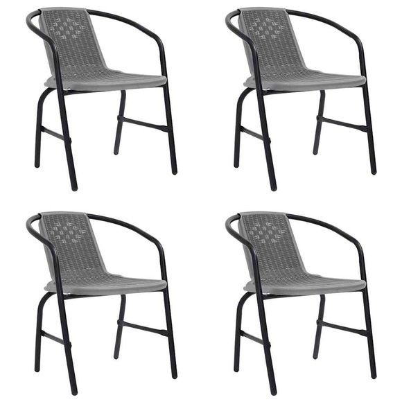 vidaXL Gartenstühle 4 Stk. Kunststoff Rattan-Optik und Stahl 110 kg