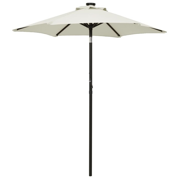 vidaXL Sonnenschirm mit LED-Leuchten Sandfarben 200x211cm Aluminium