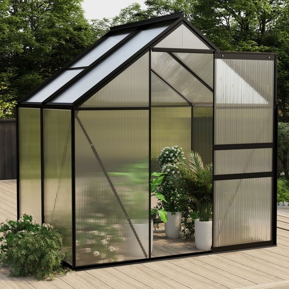vidaXL Gewächshaus Anthrazit Aluminium 2,47 m²