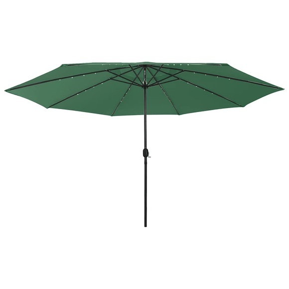 vidaXL Sonnenschirm mit LED-Leuchten und Metallmast 400 cm Grün