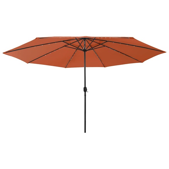 vidaXL Sonnenschirm mit LED-Leuchten und Metallmast 400 cm Terrakotta