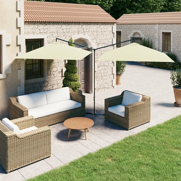 vidaXL Doppel-Sonnenschirm mit Stahlmast Sandfarben 600x300 cm