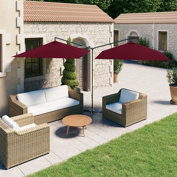 vidaXL Doppel-Sonnenschirm mit Stahlmast Bordeauxrot 600x300 cm