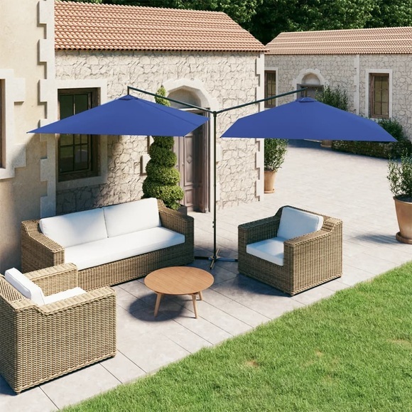 vidaXL Doppel-Sonnenschirm mit Stahlmast Azurblau 600x300 cm