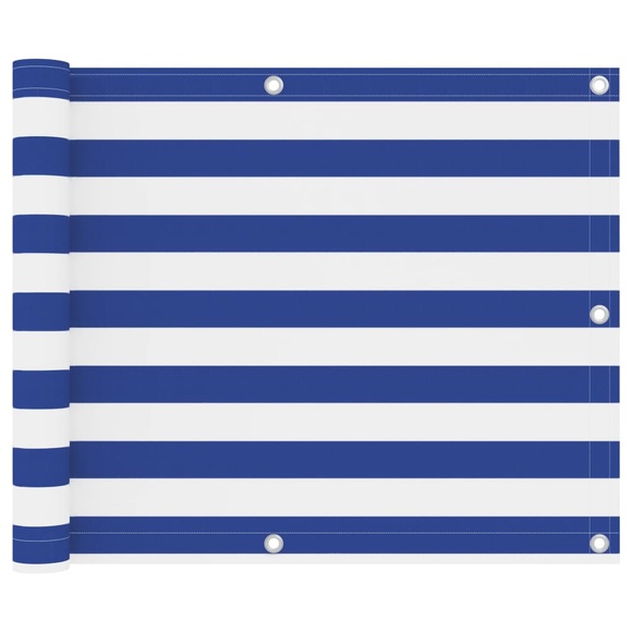 vidaXL Balkon-Sichtschutz Weiß und Blau 75x400 cm Oxford-Gewebe