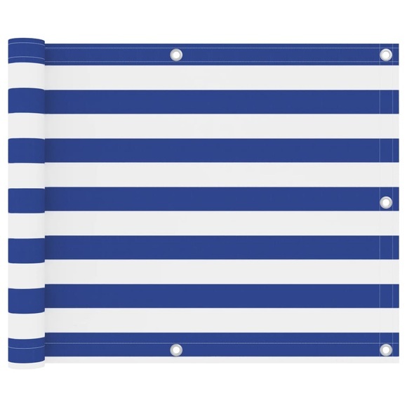 vidaXL Balkon-Sichtschutz Weiß und Blau 75x400 cm Oxford-Gewebe