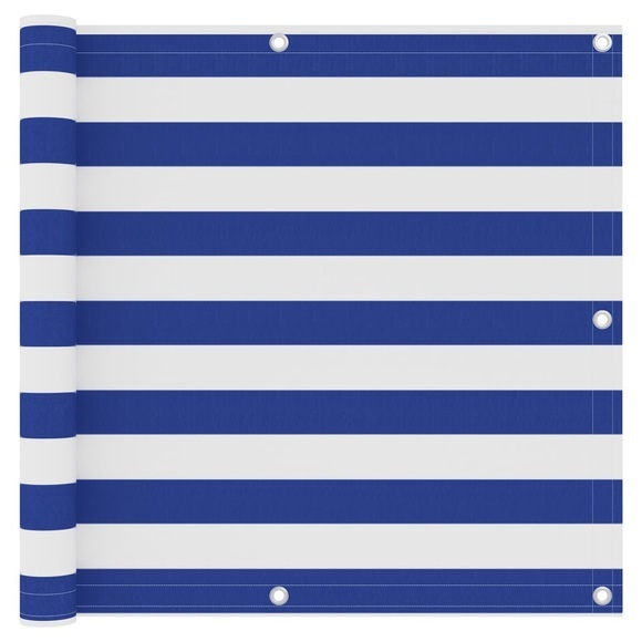 vidaXL Balkon-Sichtschutz Weiß und Blau 90x400 cm Oxford-Gewebe